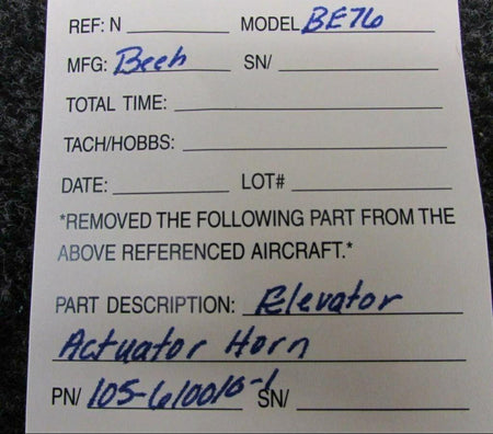 Beechcraft 105-610010-1 Beech BE76 Elevator Actuator Horn