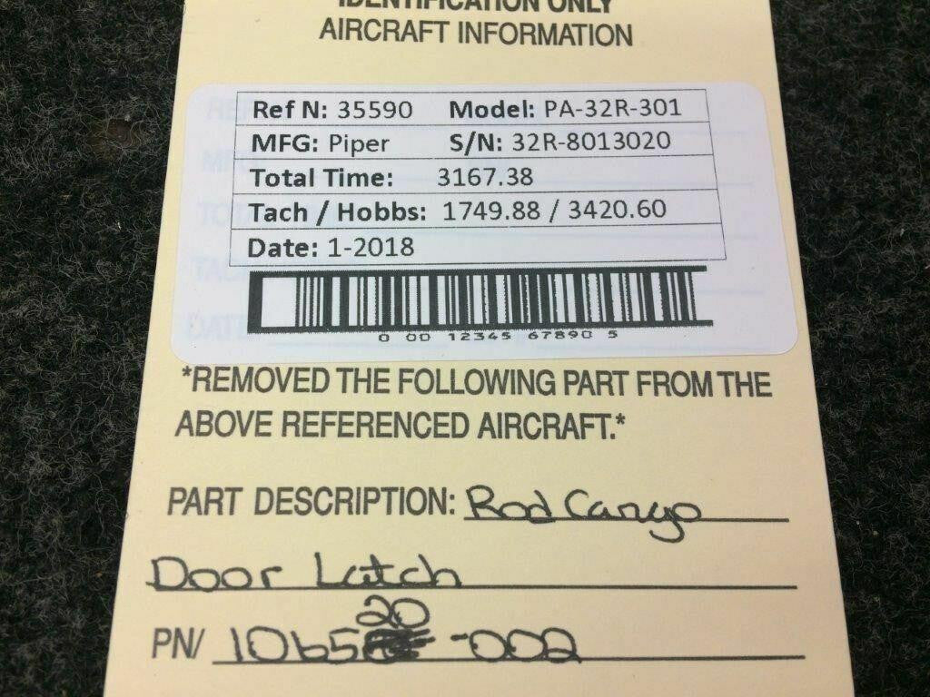 106520-002 Piper PA32R-301 Rod Cargo Door Latch BAS Part Sales | Airplane Parts