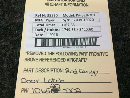 106520-002 Piper PA32R-301 Rod Cargo Door Latch BAS Part Sales | Airplane Parts