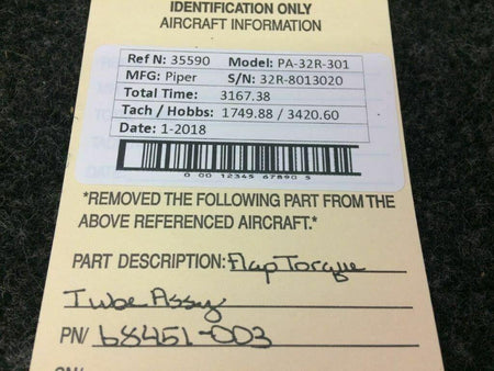 Piper 68451-003 Use 68451-804 Piper PA-32R-301 Flap Torque Tube Assy