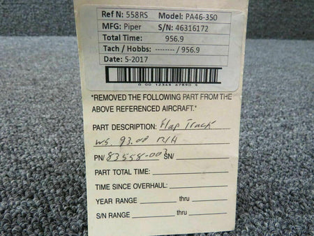 Piper PA46-350 Flap Track RH STA 93.00P/N 83558-003