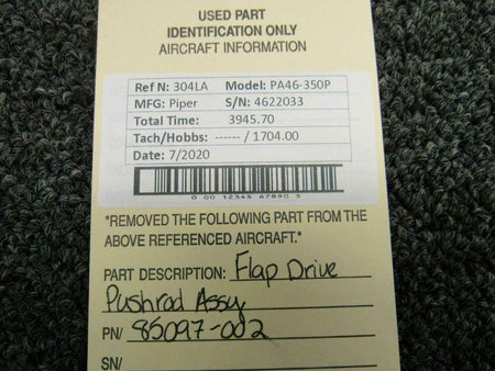 Piper 85097-002 Piper PA46-350 Flap Control Pushrod
