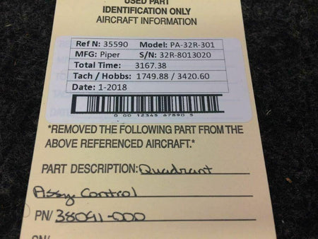 Piper 38091-000 Piper PA32R Engine Control Quadrant Assy