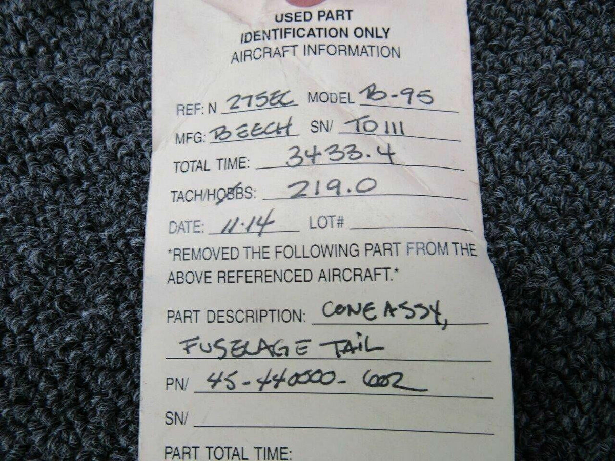 Beechcraft 45-440000-602 Beech B-95 Fuselage Tailcone Assy
