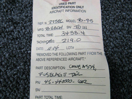 Beechcraft 45-440000-602 Beech B-95 Fuselage Tailcone Assy