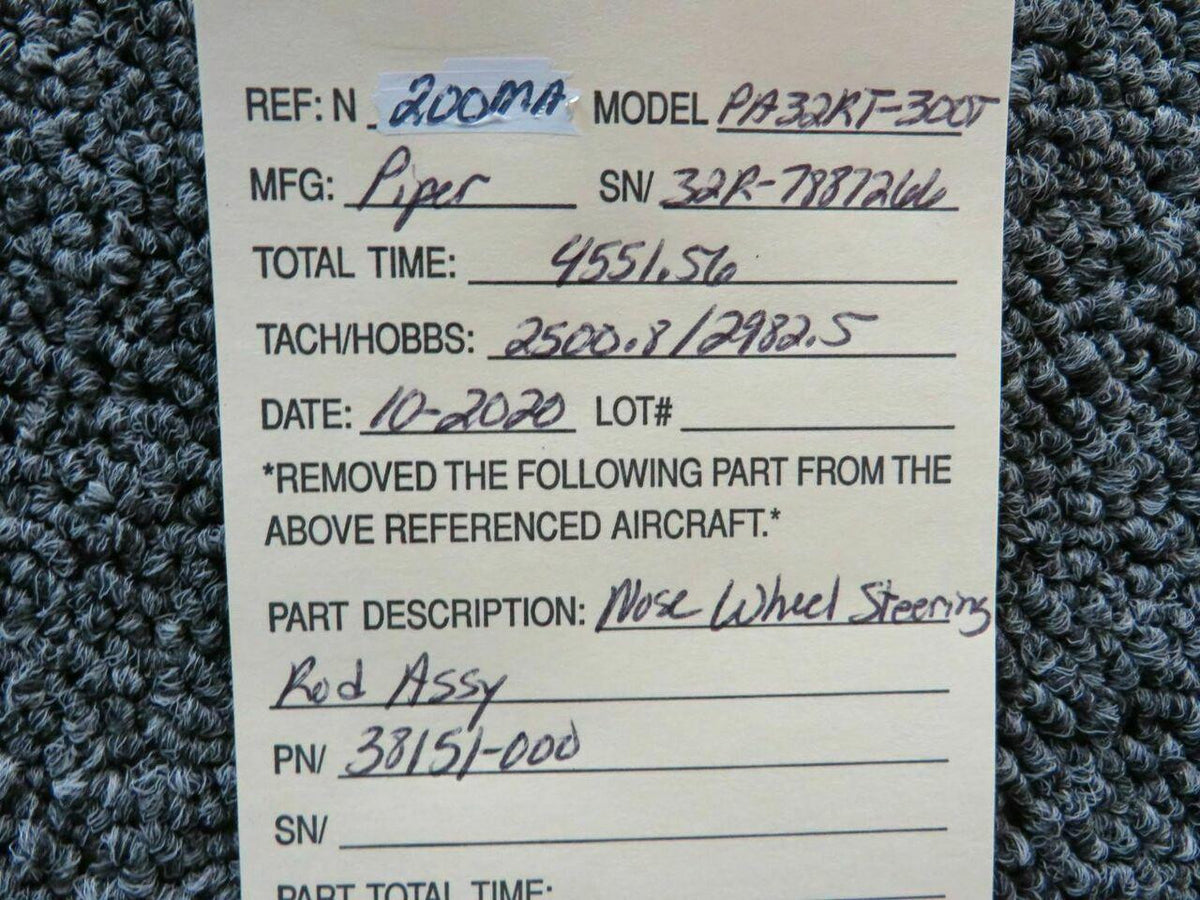 Piper 38151-000 Piper PA32R Nose Wheel Steering Rod Assy
