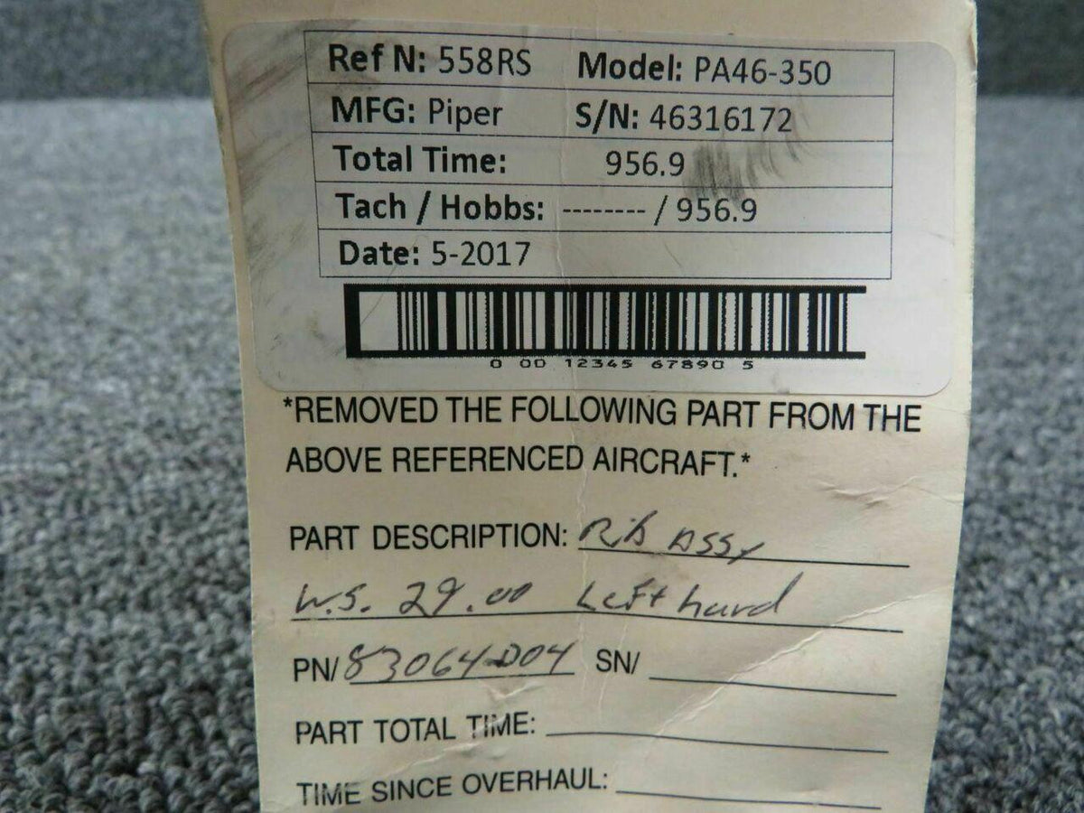 Piper PA46-350 Rib Assy LH STA 29.00 P/N 83064-004