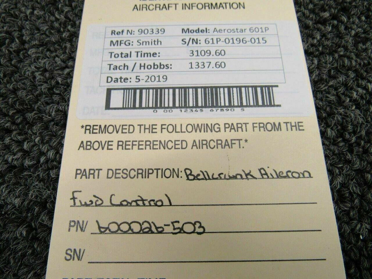 Aerostar 600026-503 Aerostar 601P Bellcrank Aileron Forward Control