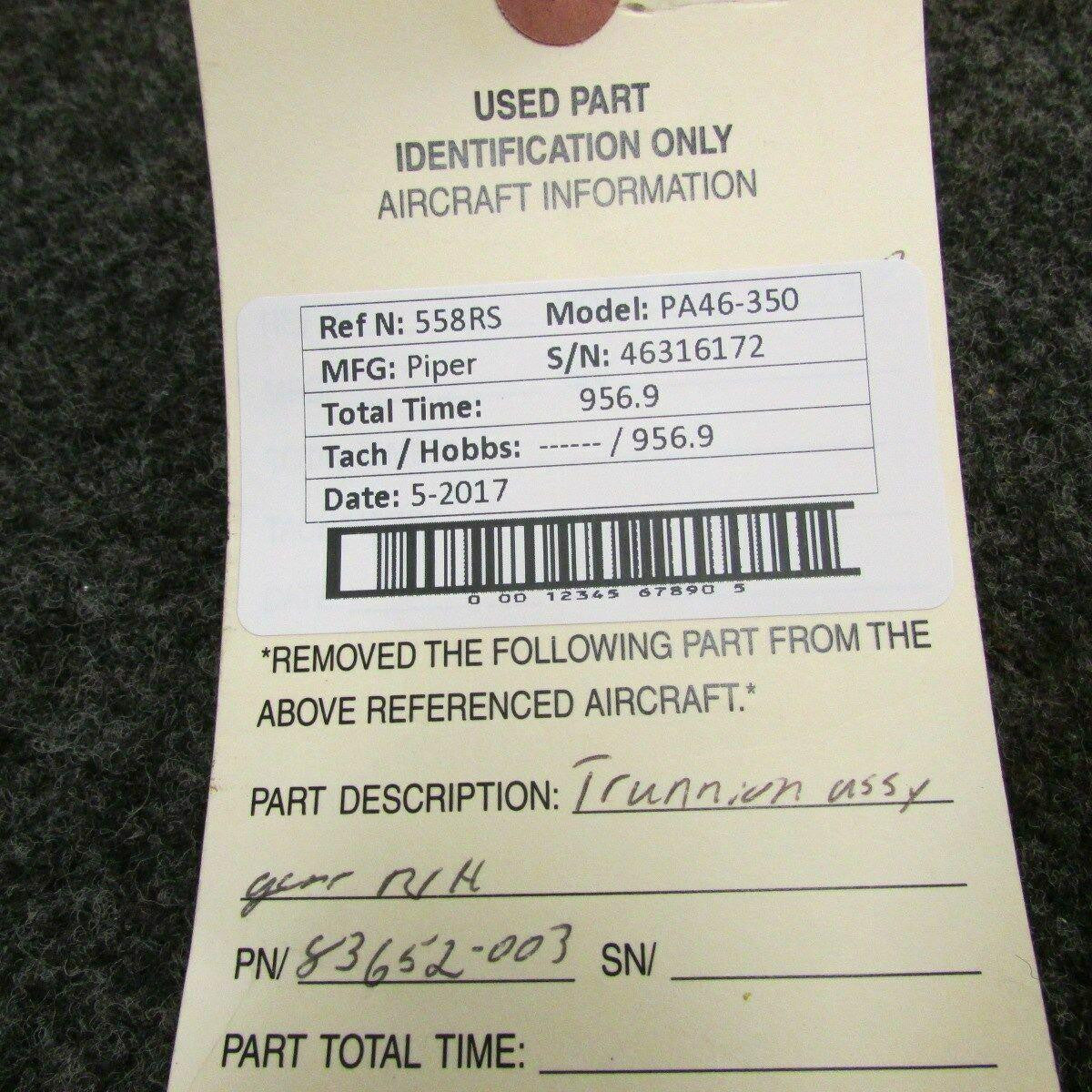 Piper 83652-003 Piper PA46-350 Trunnion Assy Gear RH