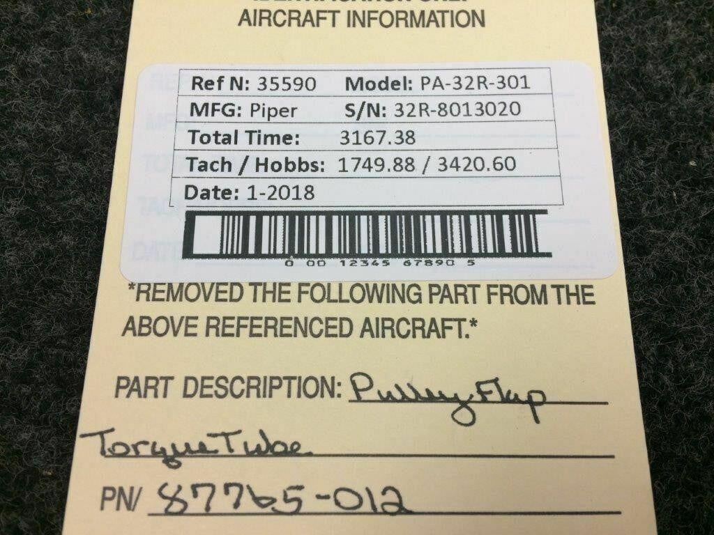 Piper 87765-012 Piper PA-32R-301 Pulley Flap Torque Tube