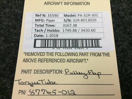Piper 87765-012 Piper PA-32R-301 Pulley Flap Torque Tube