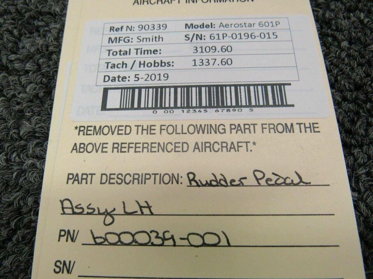 Aerostar 600039-001 Aerostar 601P Rudder Pedal Assembly LH