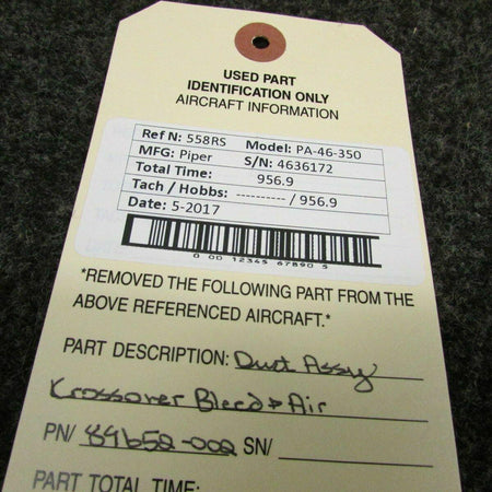 89652-002 Piper PA46-350 Duct Assy Crossover Bleed & Air BAS Part Sales | Airplane Parts