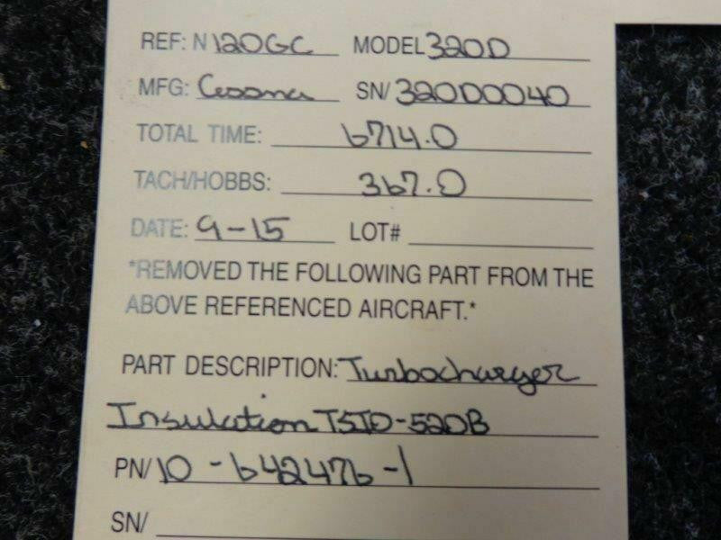 Cessna 320D TSIO-520B Turbocharger Insulation P/N 10-642476-1