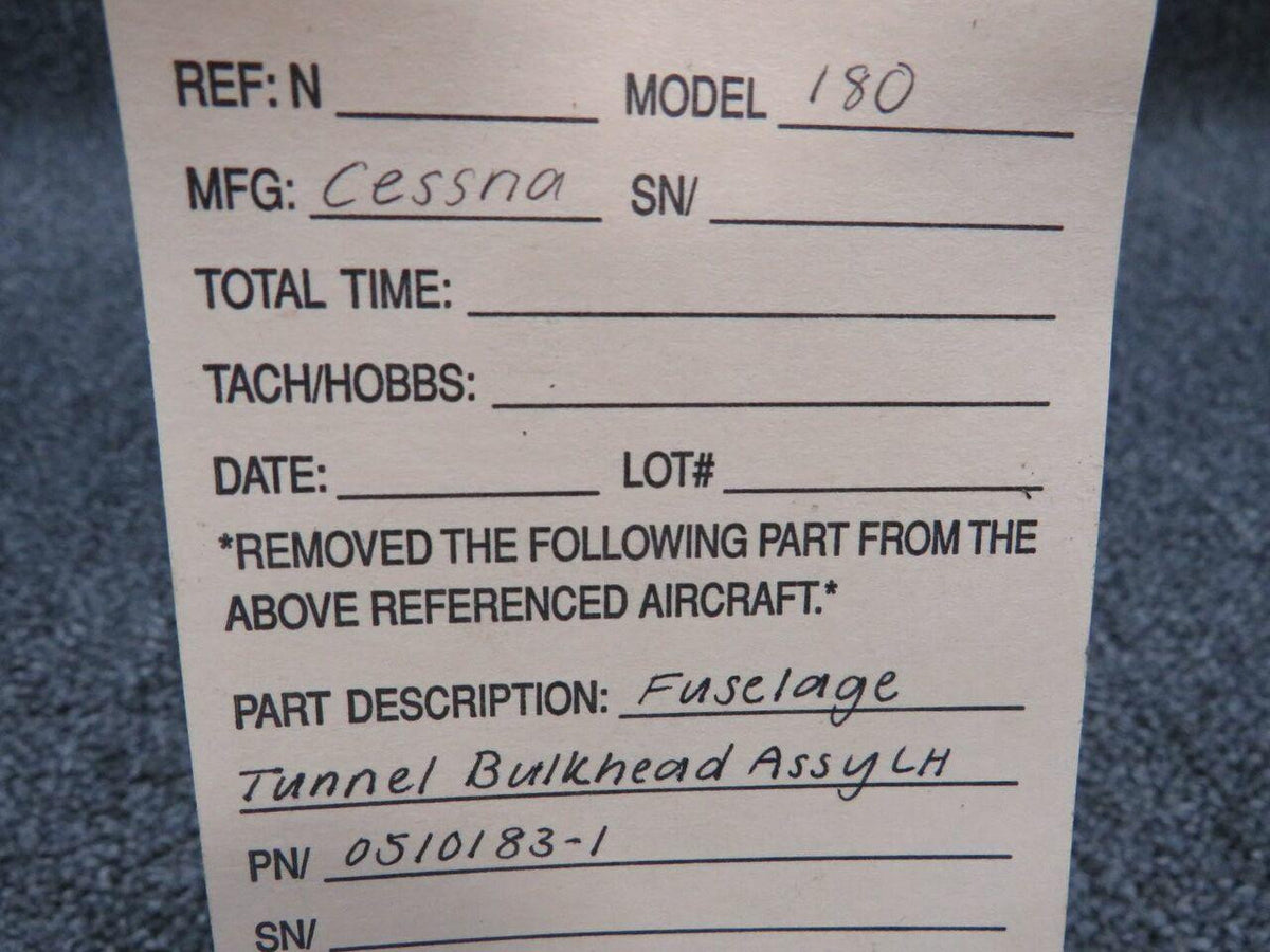 Cessna 0510183-1 Cessna 180 LH Fuselage Tunnel Bulkhead Assy