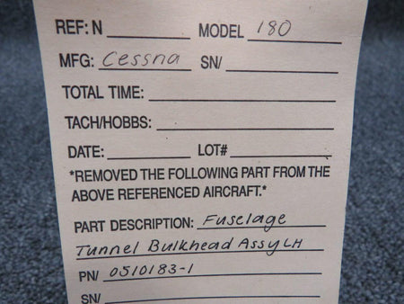 Cessna 0510183-1 Cessna 180 LH Fuselage Tunnel Bulkhead Assy