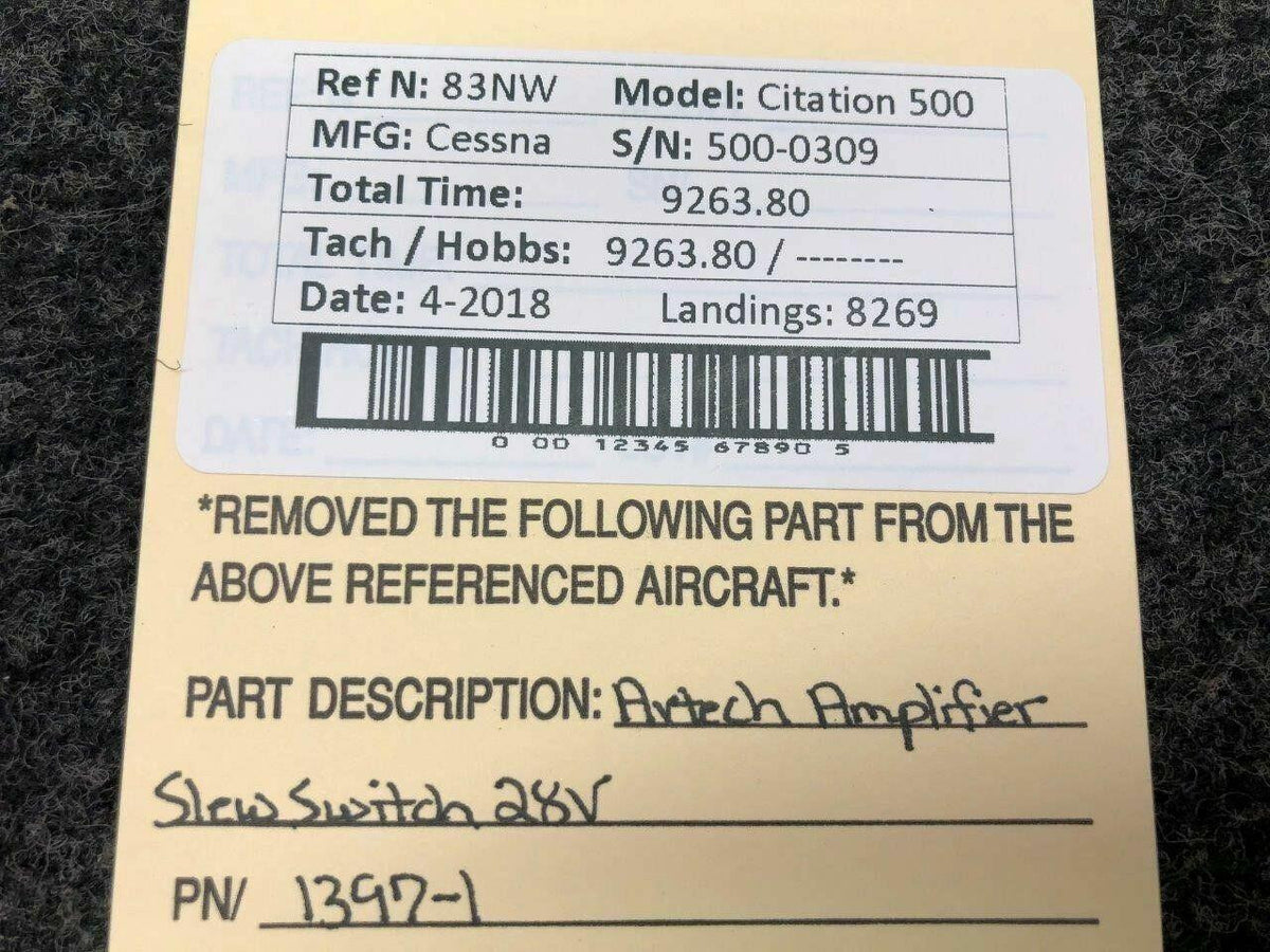 Cessna 1397-1 Cessna Citation 500 Amplifier Slew Switch Volts 28