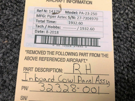 Piper 32328-001 Piper PA23-250 Cowling Panel Assy Inbd RH