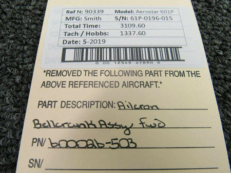 600026-503 Aerostar 601P Aileron Bellcrank Assy Forward BAS Part Sales | Airplane Parts