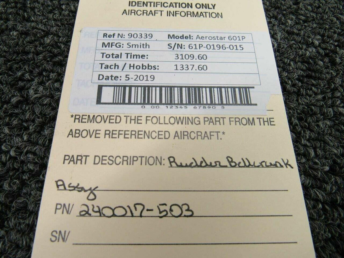 Aerostar 240017-503 Aerostar 601P Rudder / Elevator Bellcrank Assy