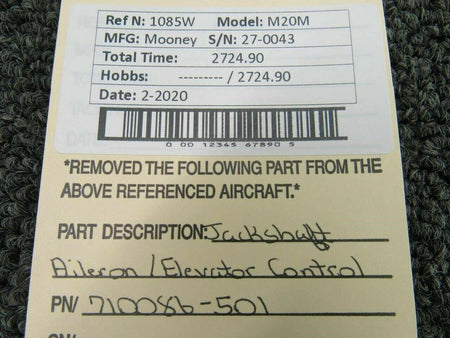 Mooney 710086-501 Mooney M20 Aileron / Elevator Control Jackshaft