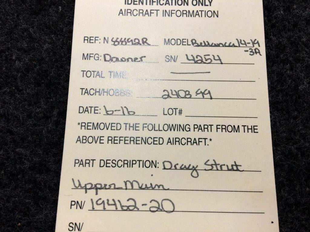 Does Not Apply Bellanca 14-19-3A Drag Strut Upper MainP/N 19462-20