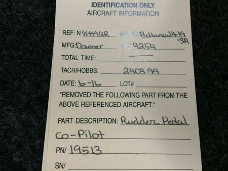 Bellanca 14-19-3A Rudder Pedal Co-PilotP/N 19513