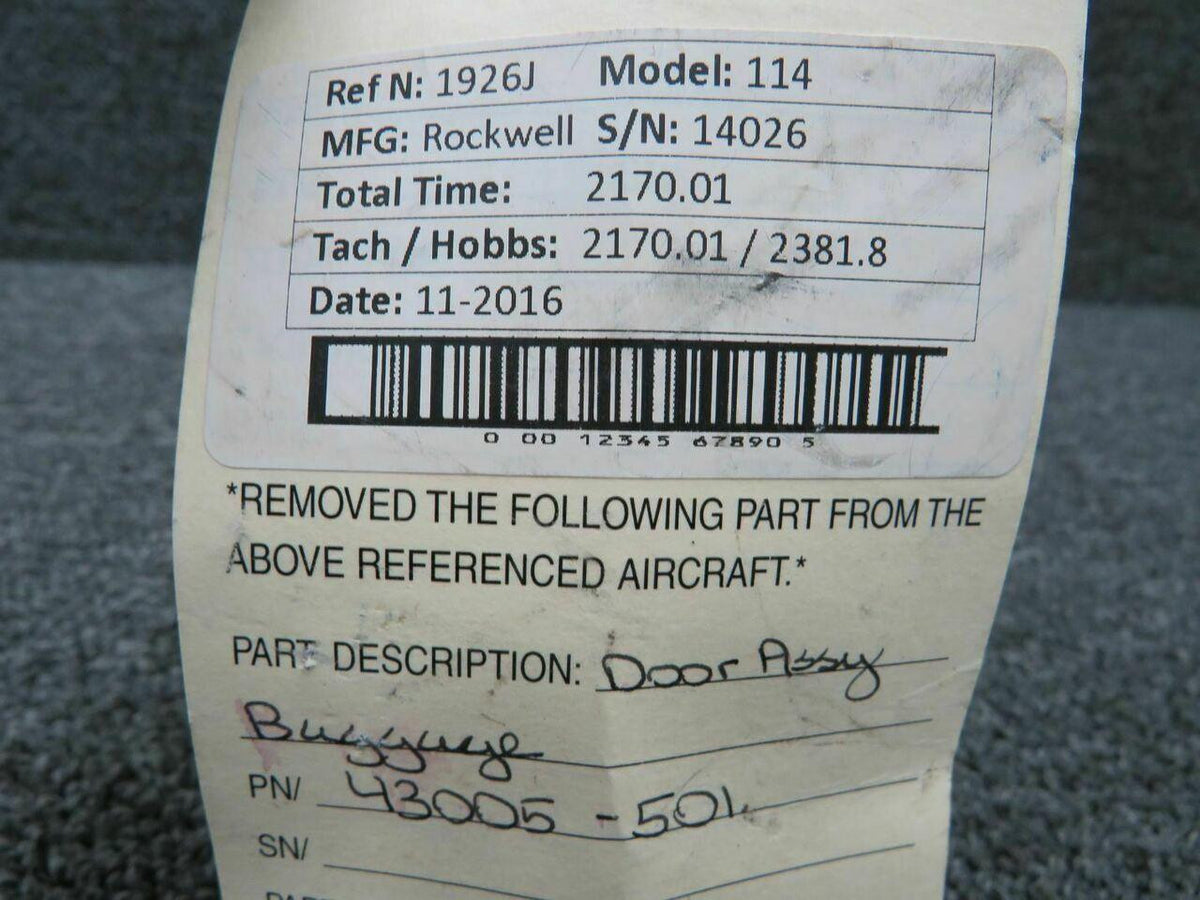 Rockwell 43005-501 Rockwell 114 Door Assy Baggage