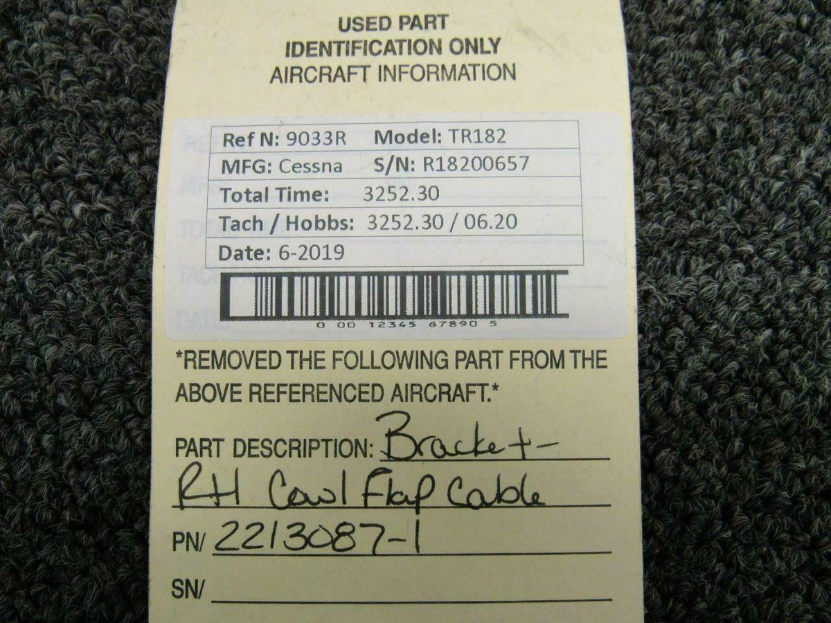 Cessna 2213087-1 Cessna TR182 Cowl Flap Cable Bracket RH