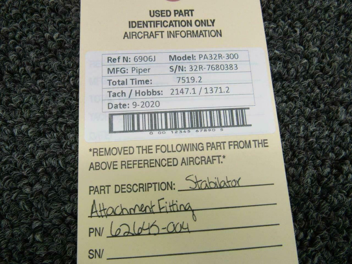 Piper 62645-004 Piper PA28 / PA32R Stabilator Fitting Assy