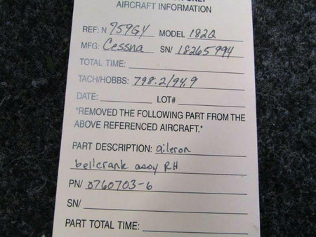 Cessna 182Q Bellcrank Assy Aileron RHP/N 0760703-6 RM