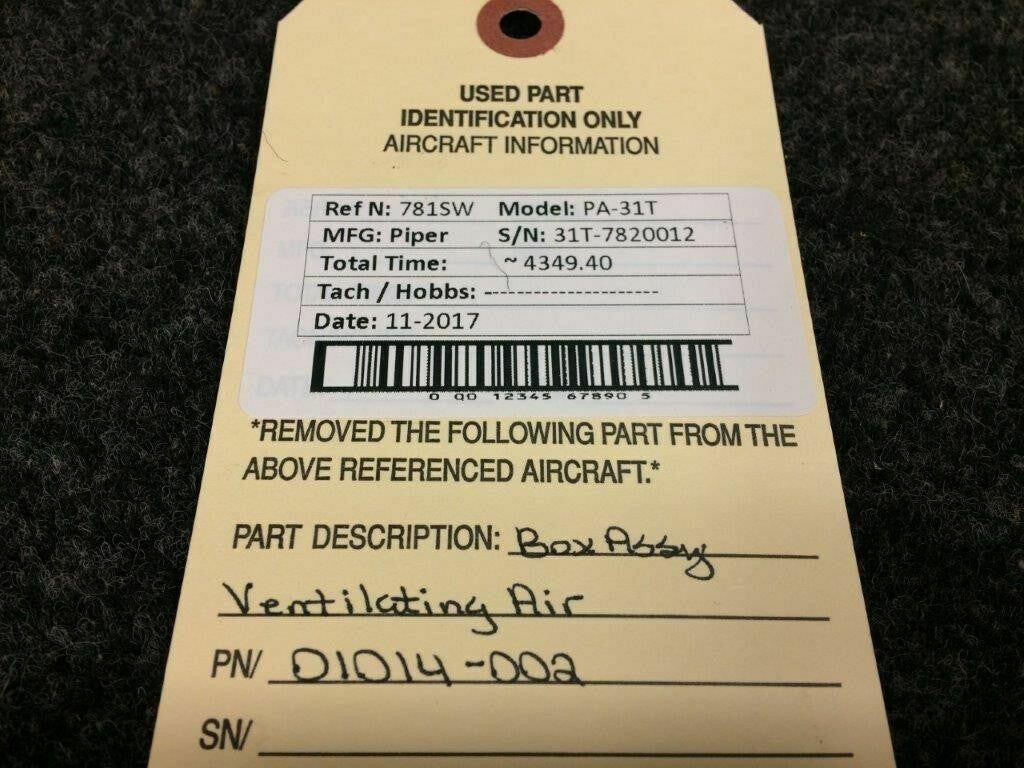 Piper 01014-002 Piper PA-31T Box Assy Ventilating Air