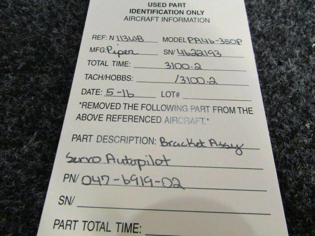 Piper 047-6919-02 Piper PA46-350P Bracket Assy Servo Autopilot