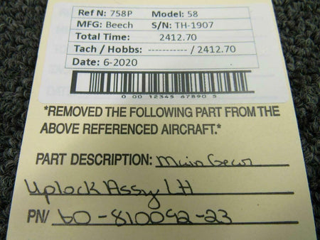 Beechcraft 60-810092-23 Beech 58 Main Gear Uplock Assy LH