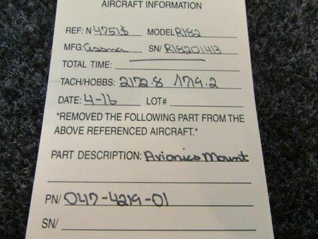 Cessna Cessna R182 Avionics Mount P/N 047-4219-01