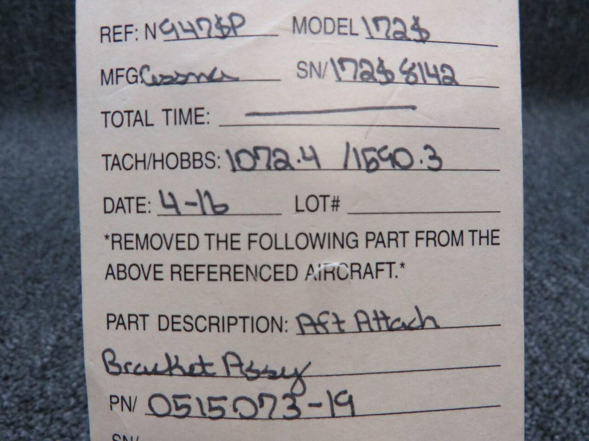 Cessna 0515073-19 Cessna 172R Bracket Assy Pilot/Co-Pilot Restraint System