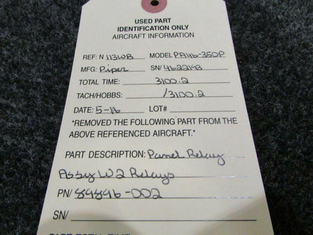 Piper Piper PA46-350P Panel Assy Relay W/ 2 Relays P/N 89896-002
