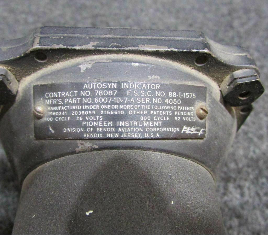 6007-1D-7-A Bendix Autosyn Fuel Flow Indicator (CORE) BAS Part Sales | Airplane Parts
