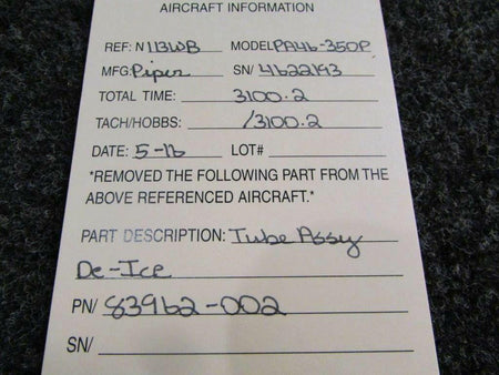 Piper Piper PA46-350P Tube Assy De-Ice P/N 83962-002