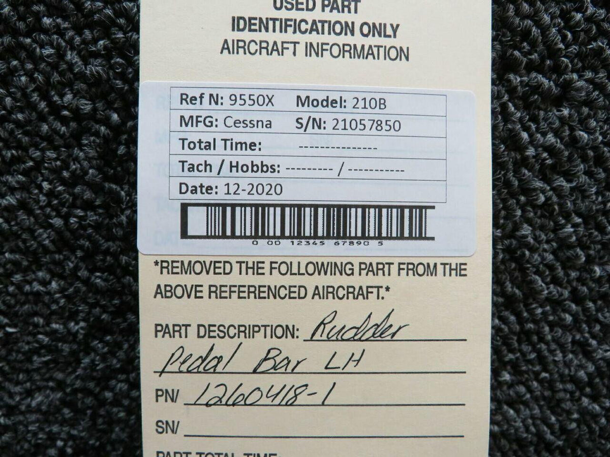 Cessna 1260418-1 Cessna 210B Rudder Pedal Bar LH