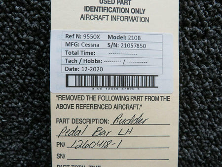 Cessna 1260418-1 Cessna 210B Rudder Pedal Bar LH