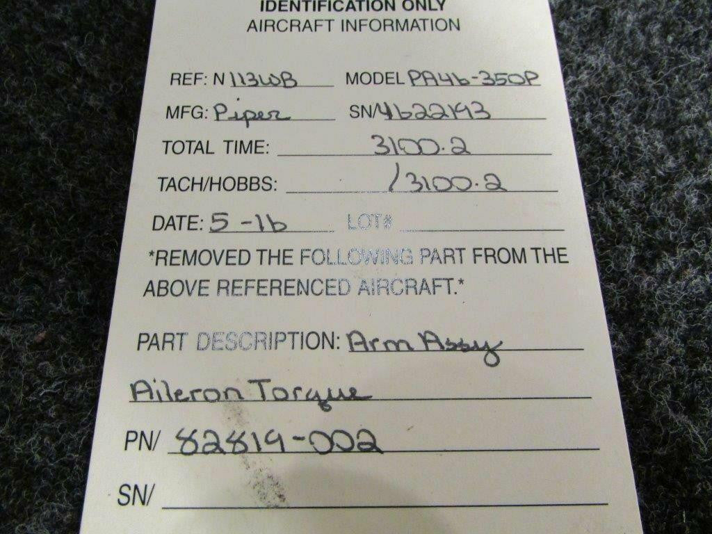 Piper Piper PA46-350P Arm Assy Aileron Torque SetP/N 82819-002