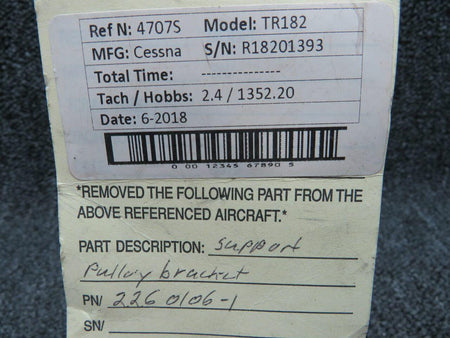 2260106-1 Cessna TR182 Support Pulley Bracket BAS Part Sales | Airplane Parts