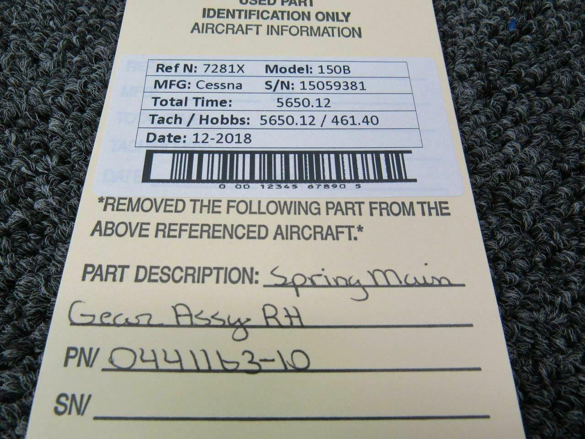 Cessna 0441163-10 Cessna 150D RH Landing Gear Spring