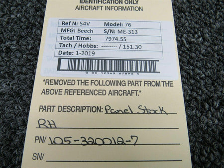 Beechcraft 105-320012-7 Beech 76 Panel Stock RH