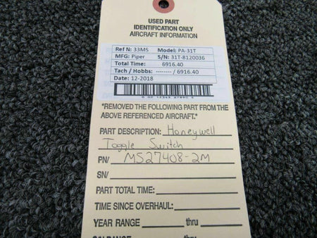 Honeywell MS27408-2M Piper PA31T Honeywell Toggle Switch