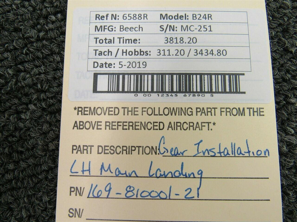 Beechcraft 169-810001-21 Beech B24R Gear Installation LH Main Landing