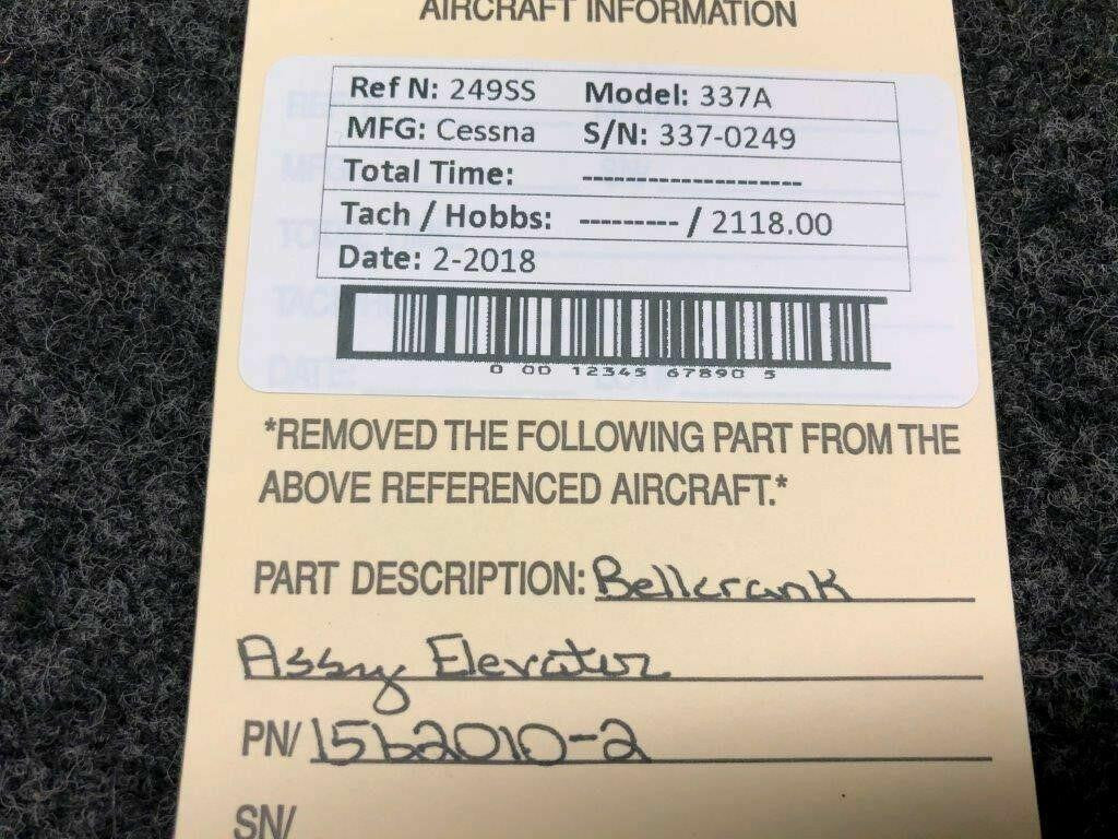 Cessna 1562010-2 Cessna 337 Bellcrank Assembly Elevator