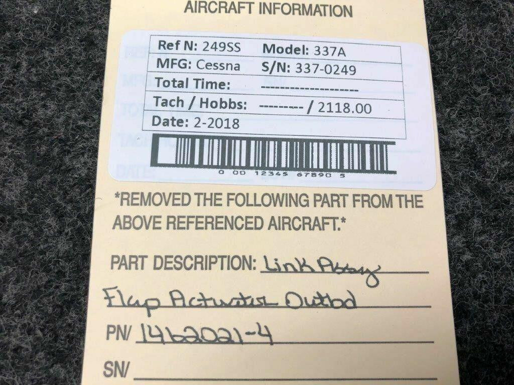 Cessna 1462021-4 Cessna 337 Link Assy Flap Actuator Outbd