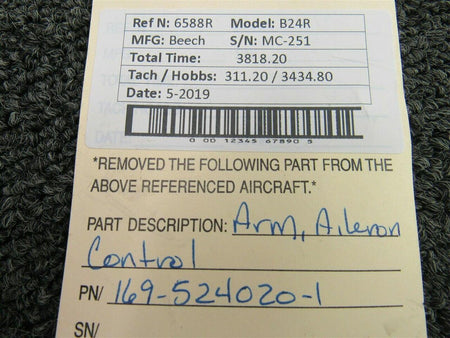 Beechcraft 169-524020-1 Beech B24R Arm Aileron Control